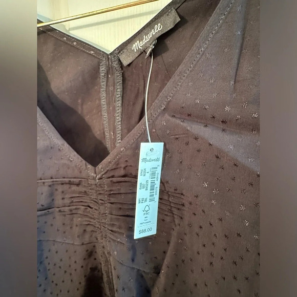 NWT MADEWELL Ruth Floral Jacquard Top Size 4 TRUE BLACK Side Zip Nice Sleeves - Picture 4 of 14